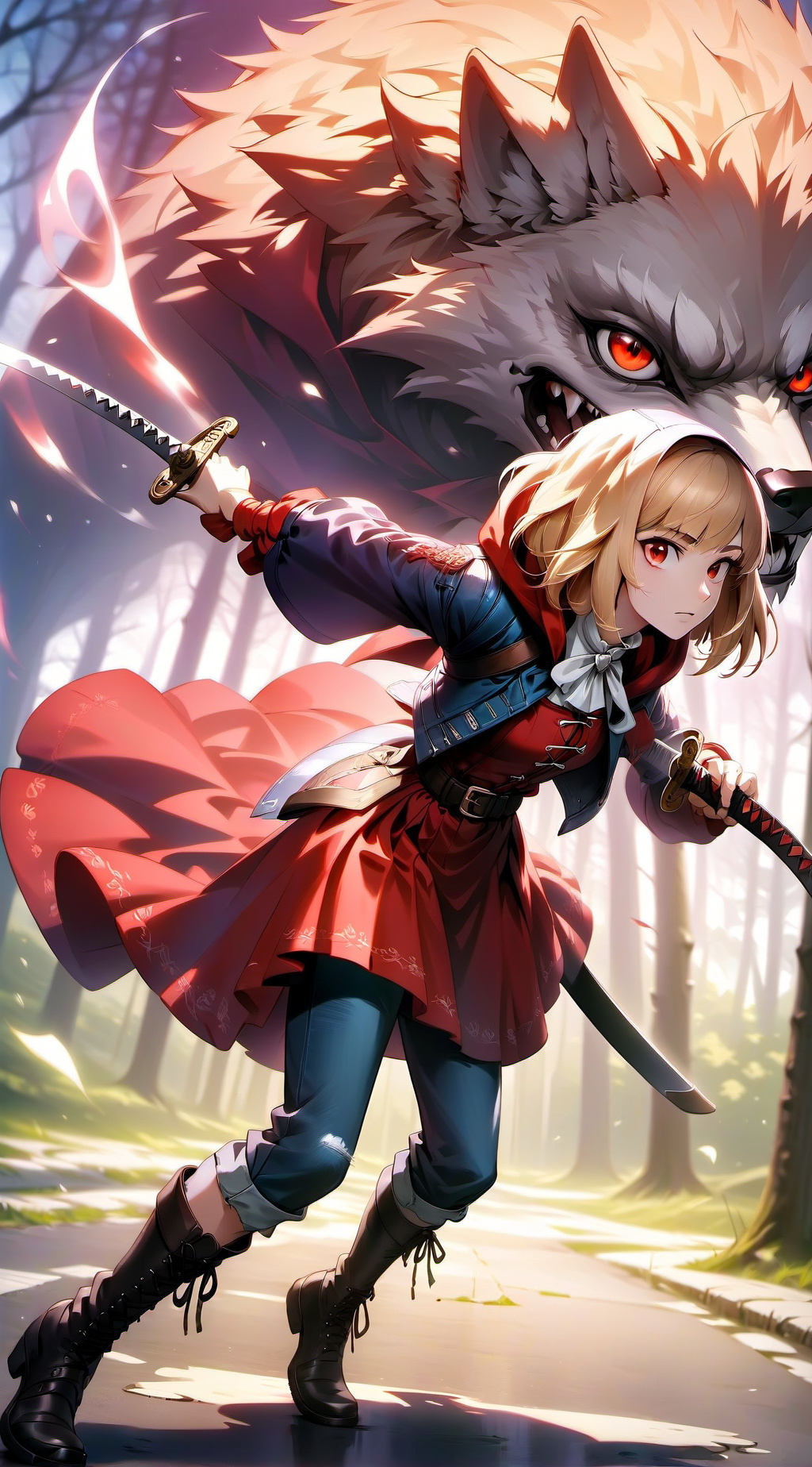 ai character: Red (Rotkäppchen) background