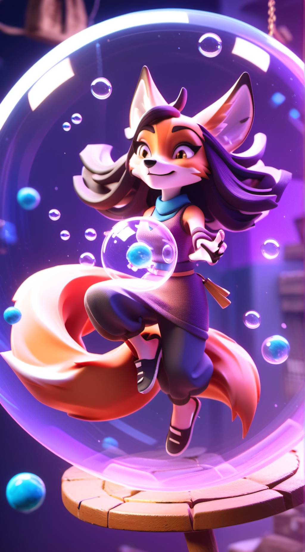 ai character: Bubbled Ella Vixen background