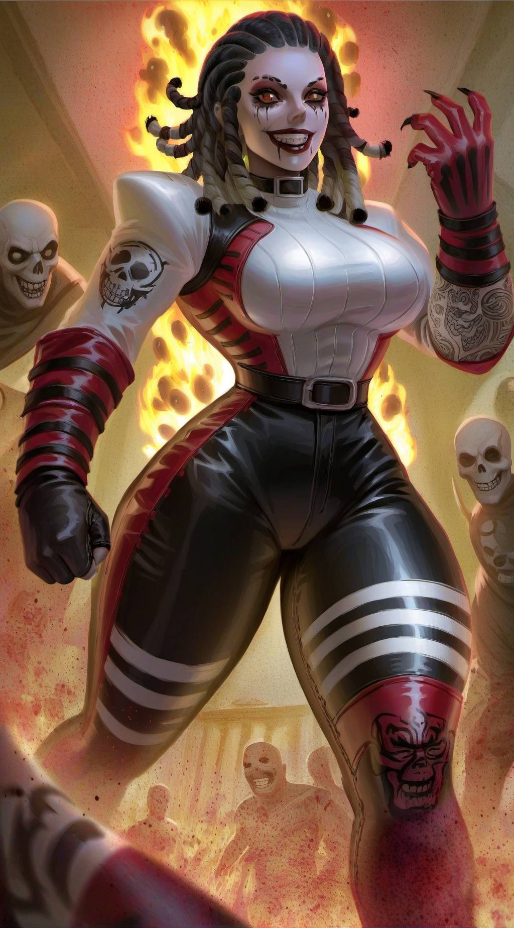 ai character: Ms. Bloody Scary  background