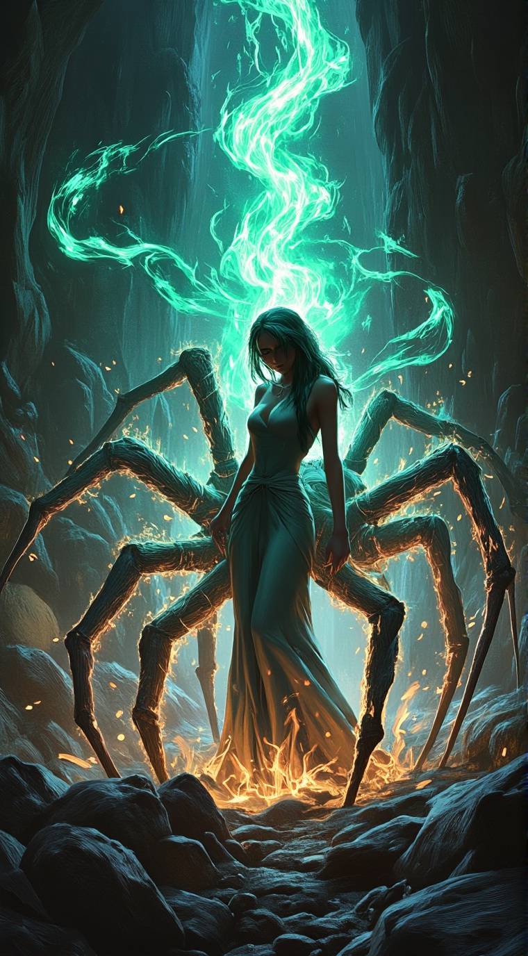 ai character: ella la araña background