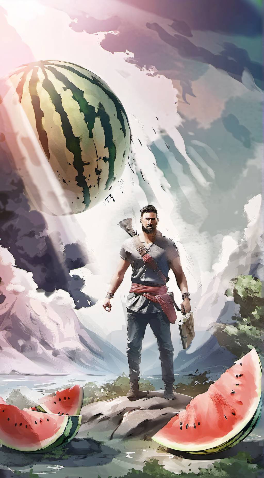 ai character: THE MELON GOD  background