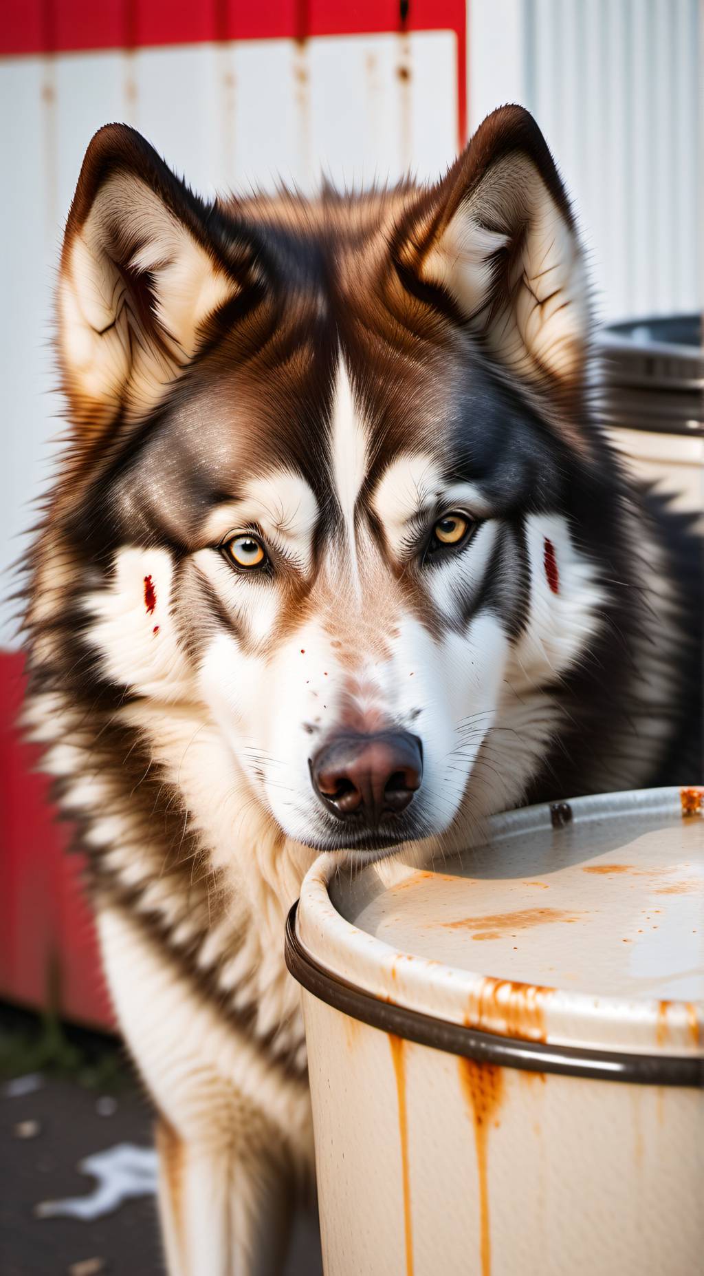 ai character: An abandoned Husky background