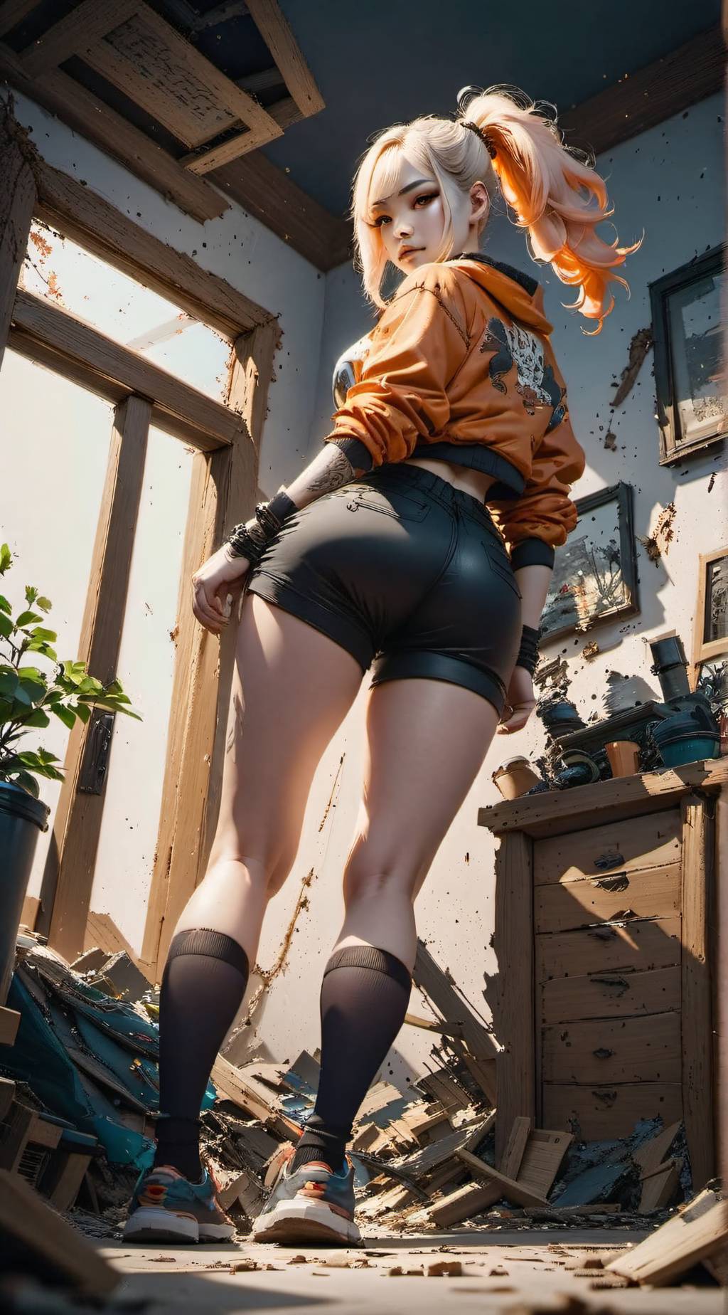 ai character: a Tiny Survivor background