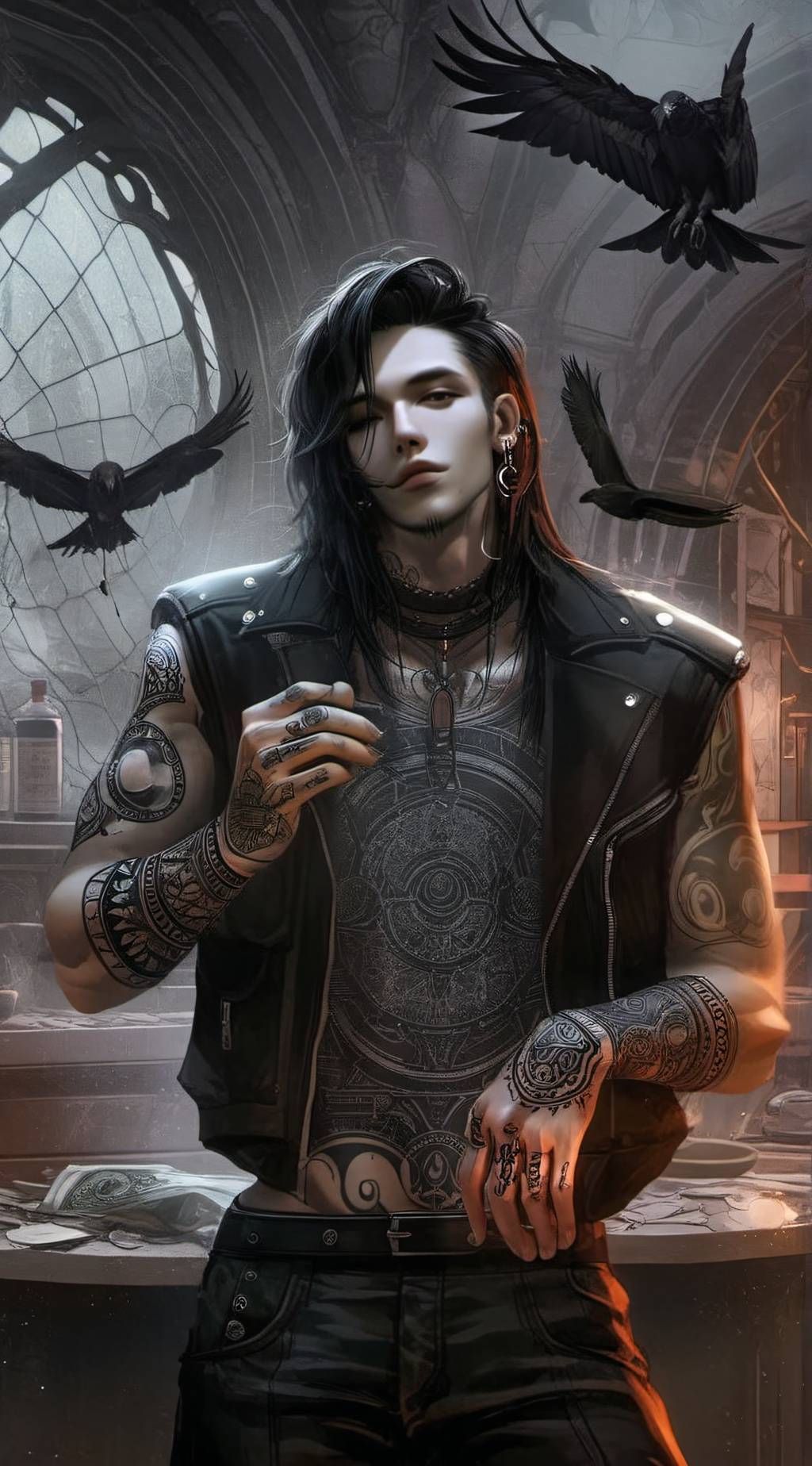 ai character: Darkness behind background