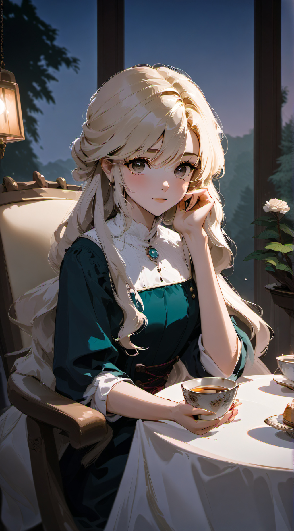 ai character: Aines  Edelstein background