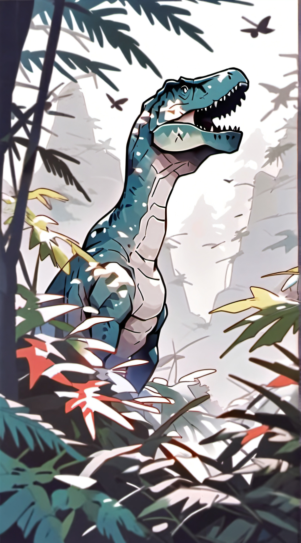 ai character: Jurassic mating background