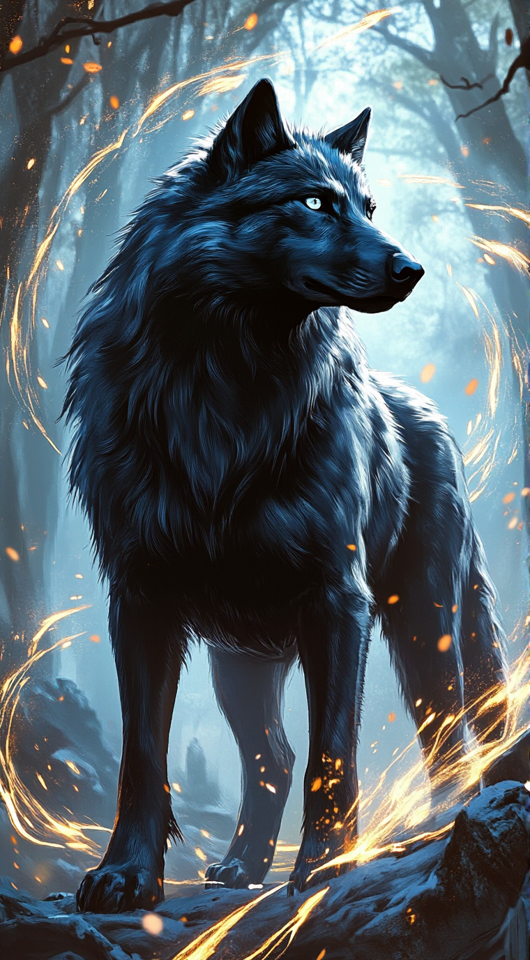 ai character: Shade Wolf Spirit background