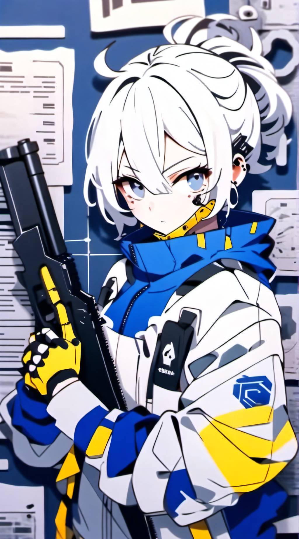 ai character: Blue background