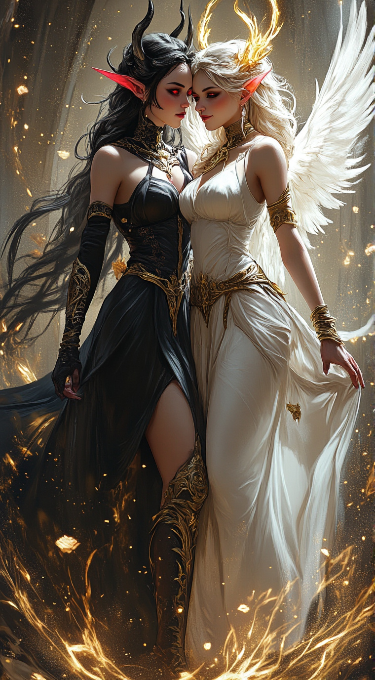 ai character: Demon and Angel background