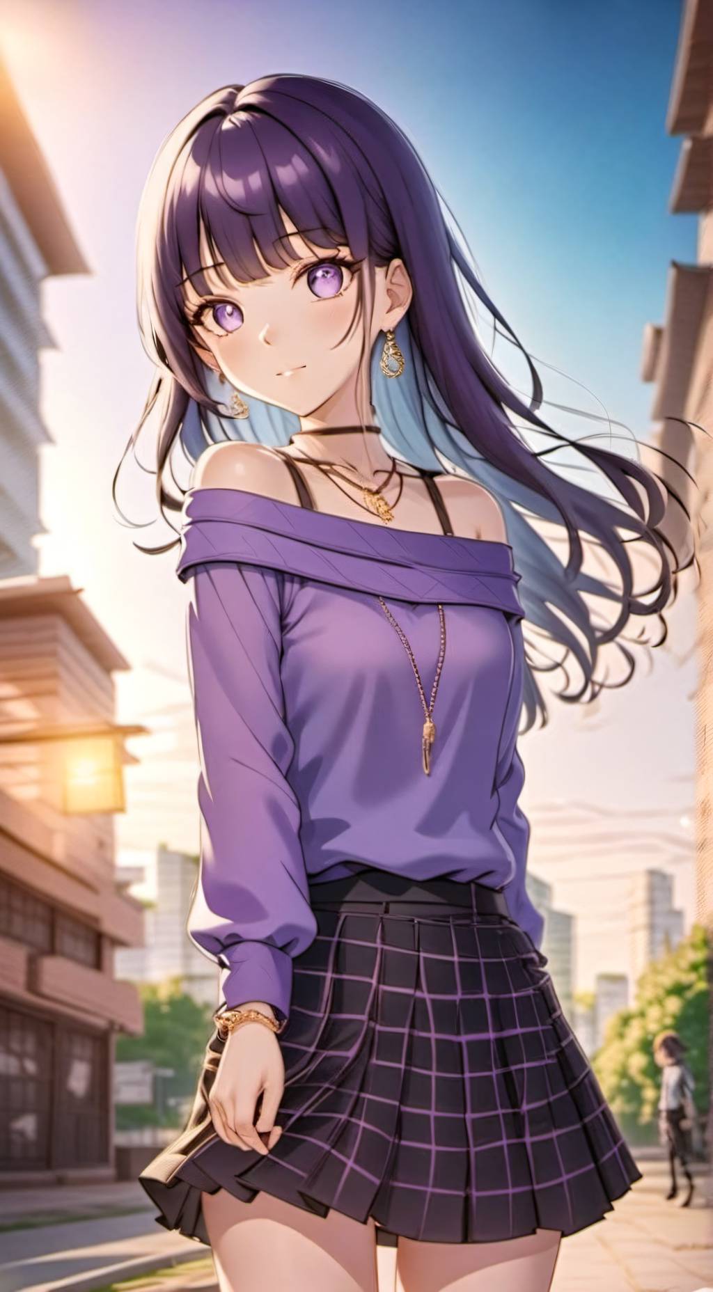 ai character: Violet background