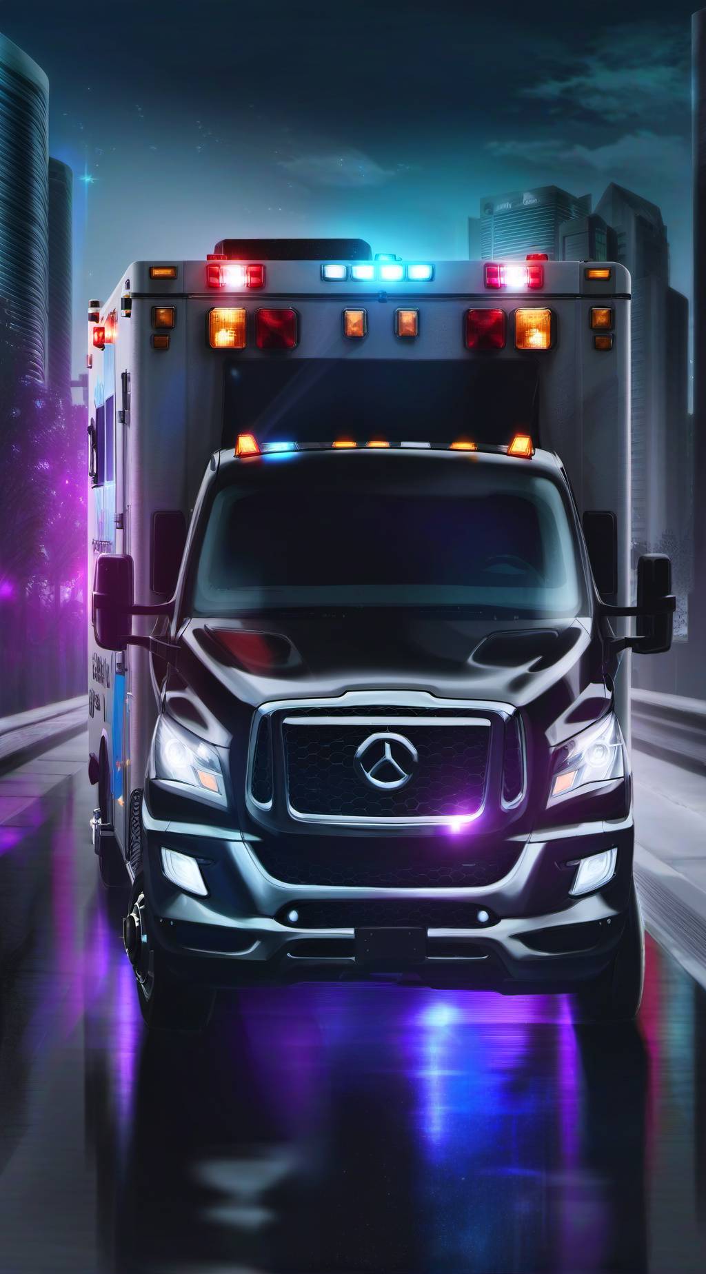 ai character:  black ambulance  background