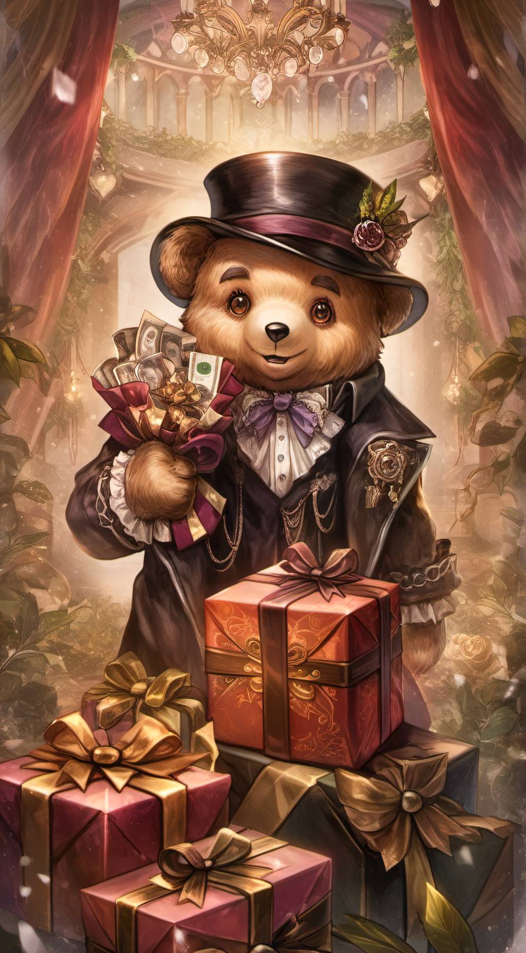 ai character: the big teddy bear background