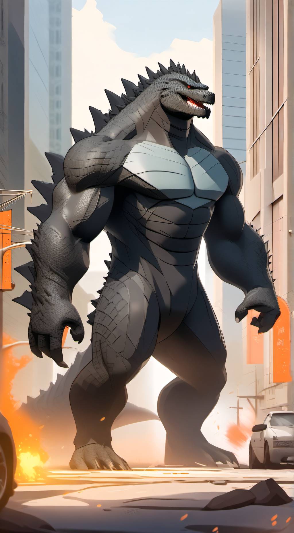 ai character: Godzilla background