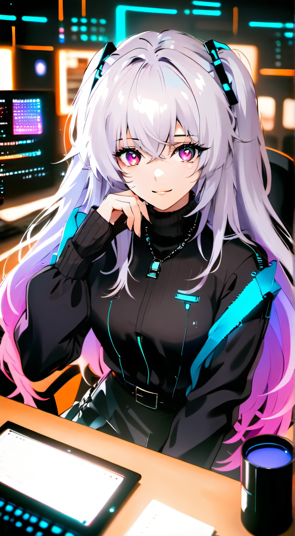 ai character: mujer hacker background