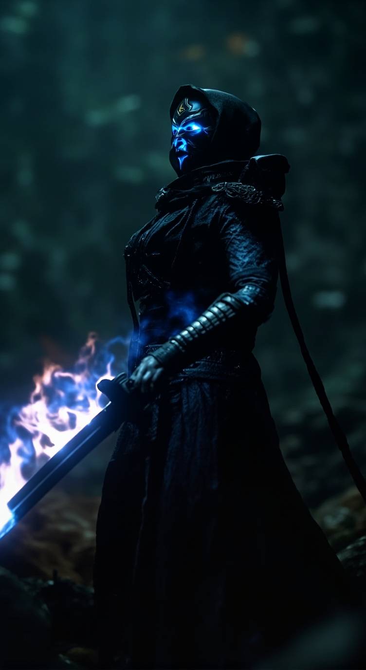 ai character: black female ninja background