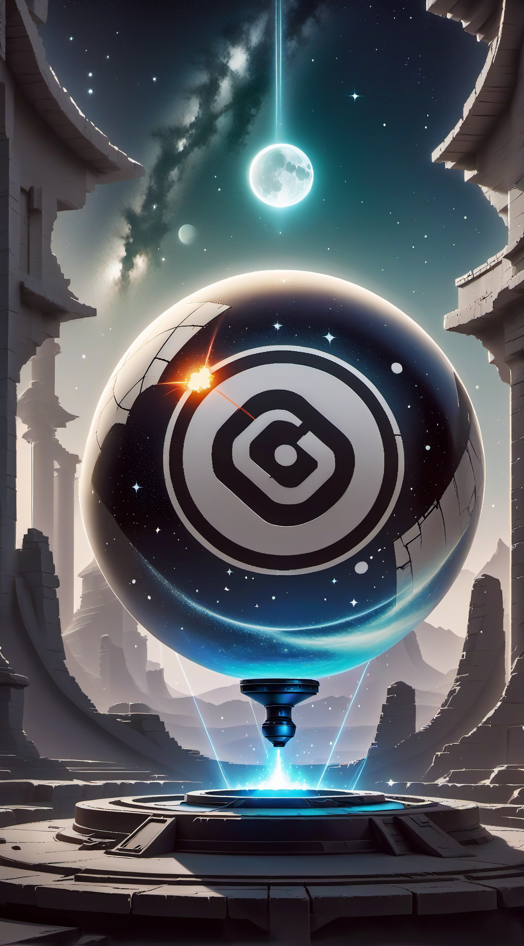 ai character: Cosmic 8 ball background