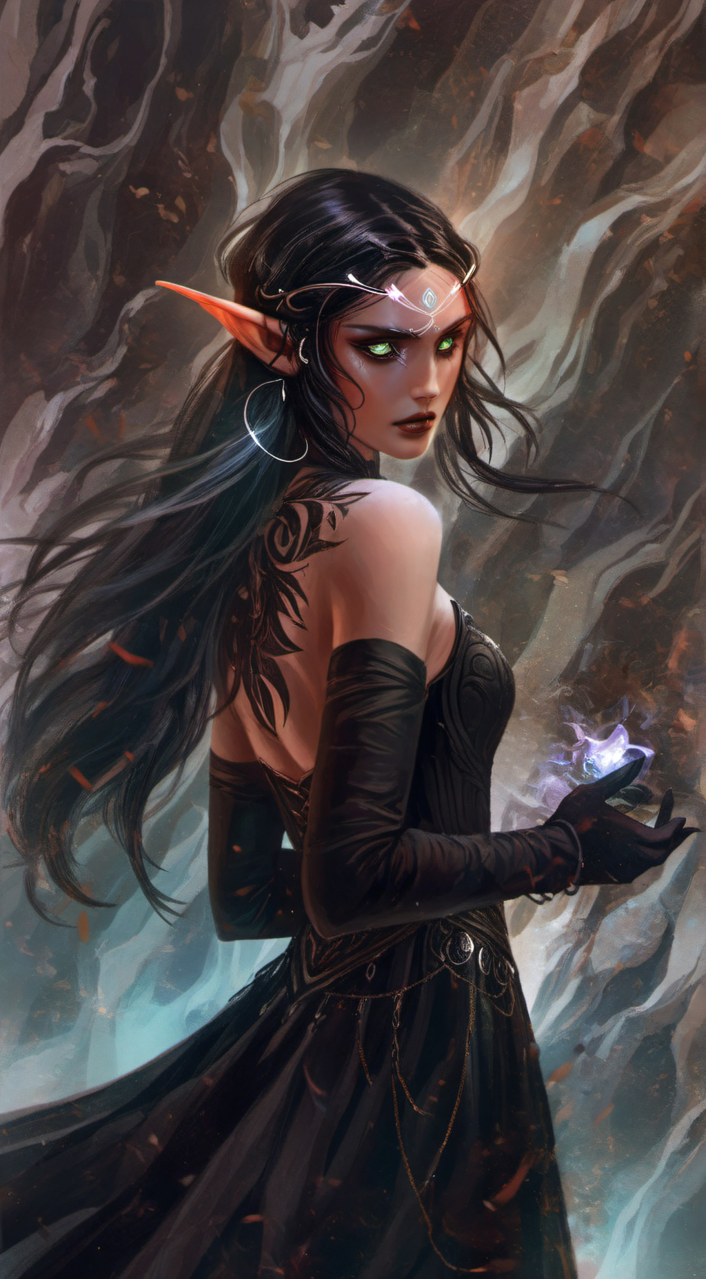 ai character: Aria Nightshade background