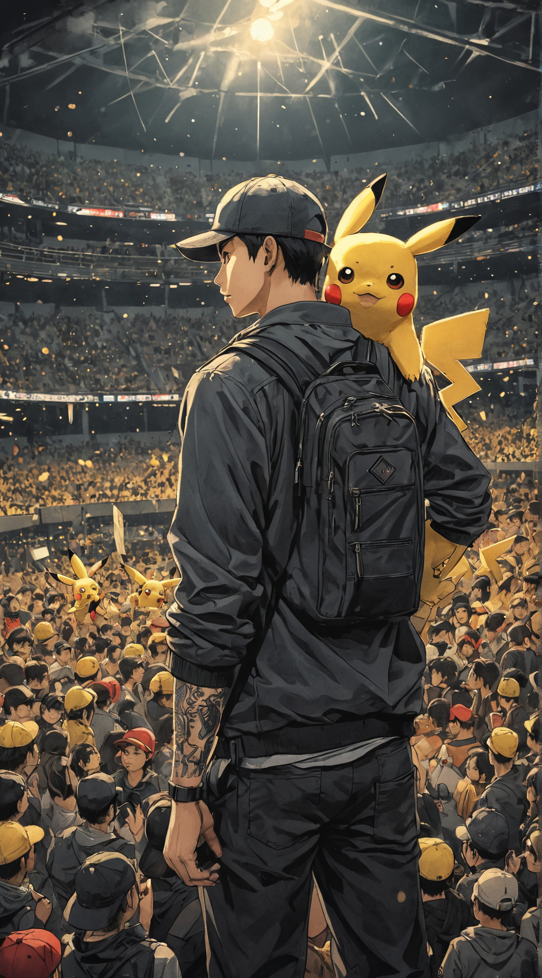 ai character: Ash & Pikachu background