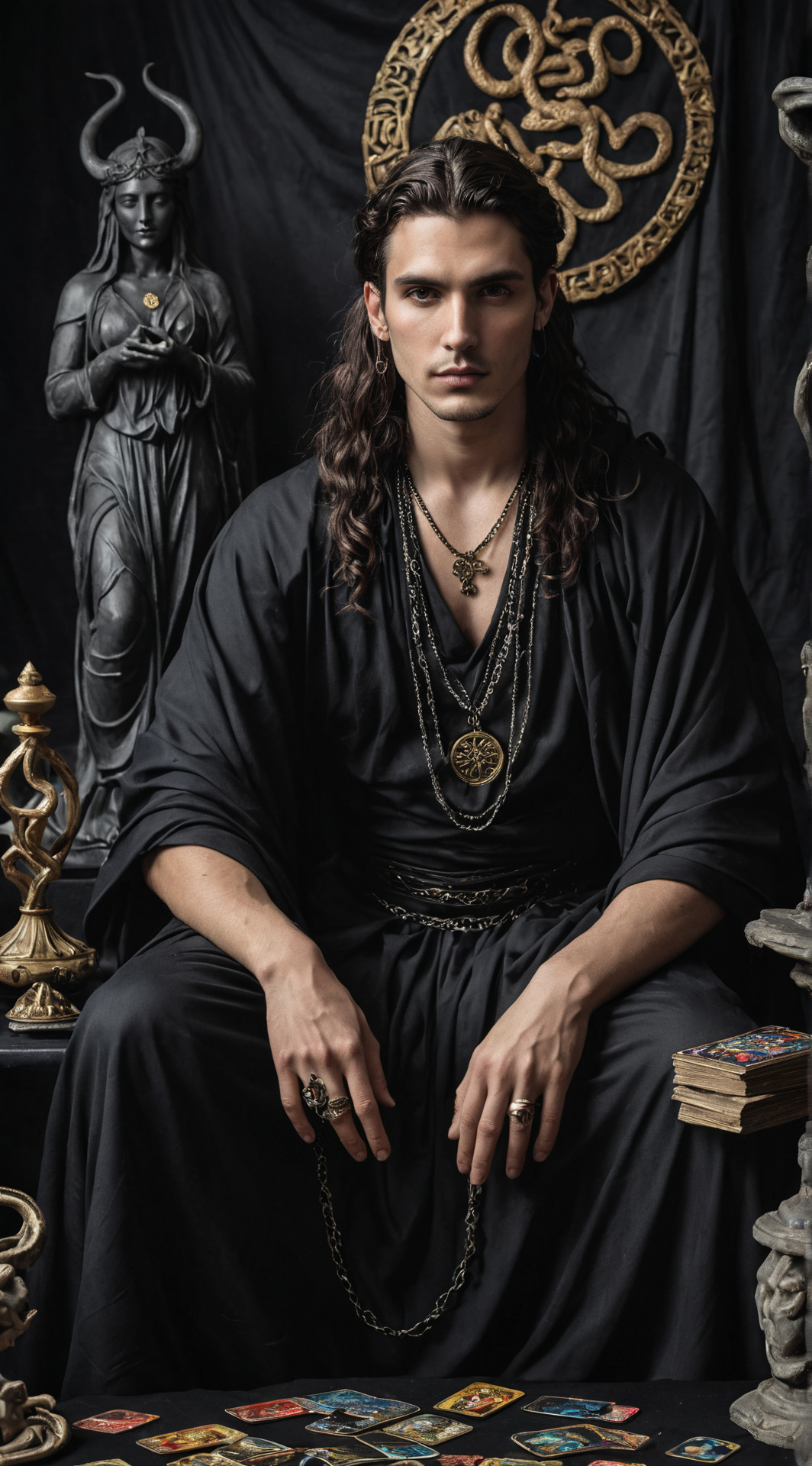 ai character: Hekatean tarotist background