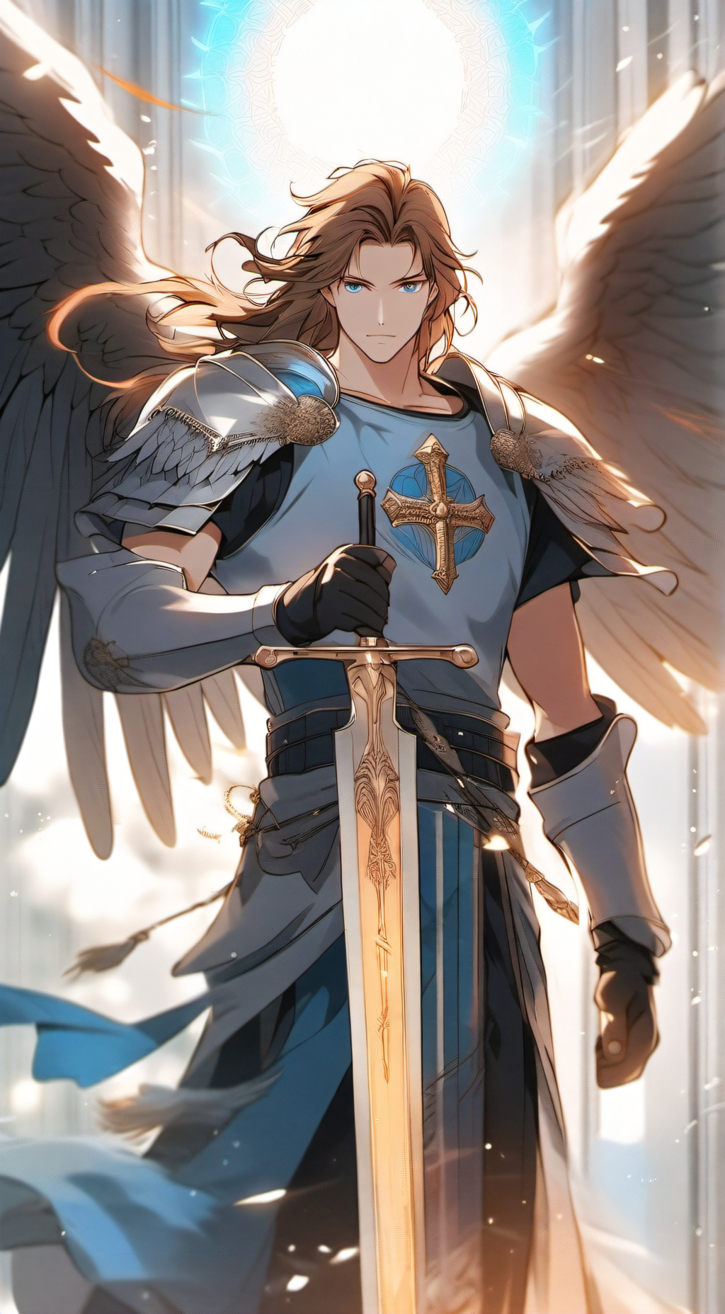 ai character: Saint Michael  background