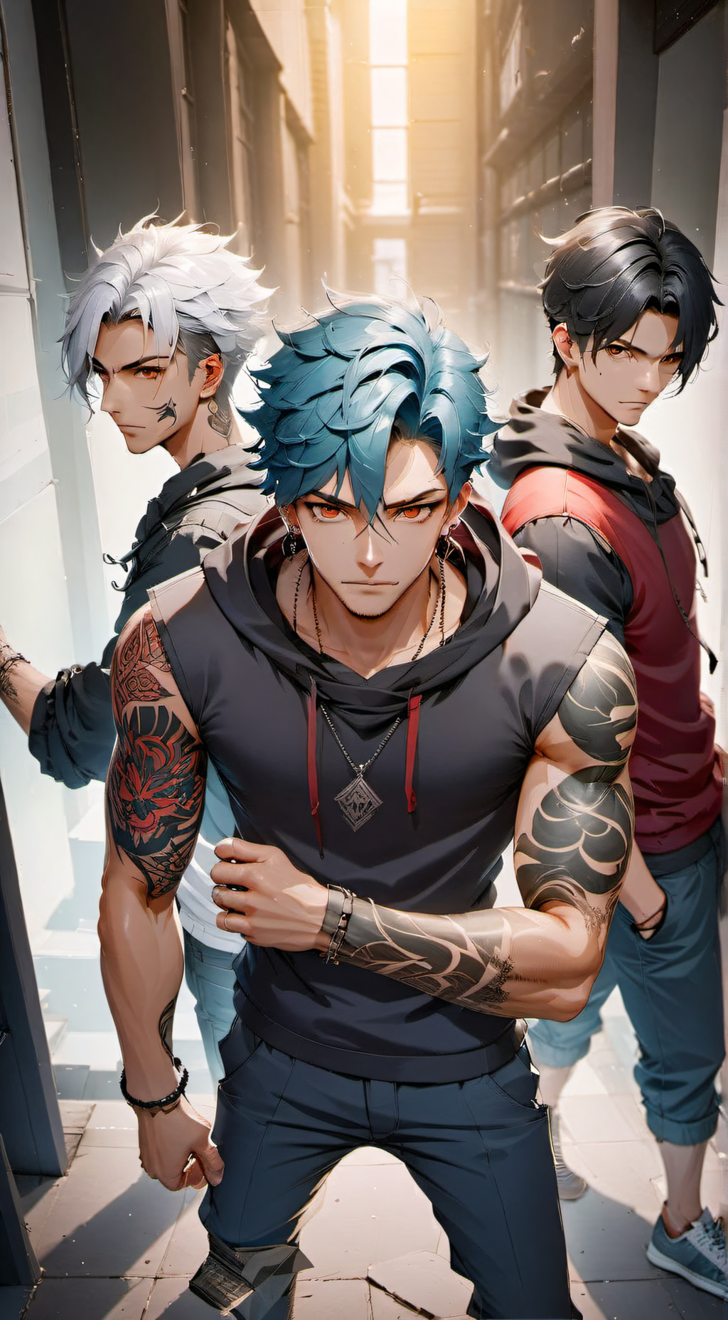 ai character: Axel, Leo & Dante background