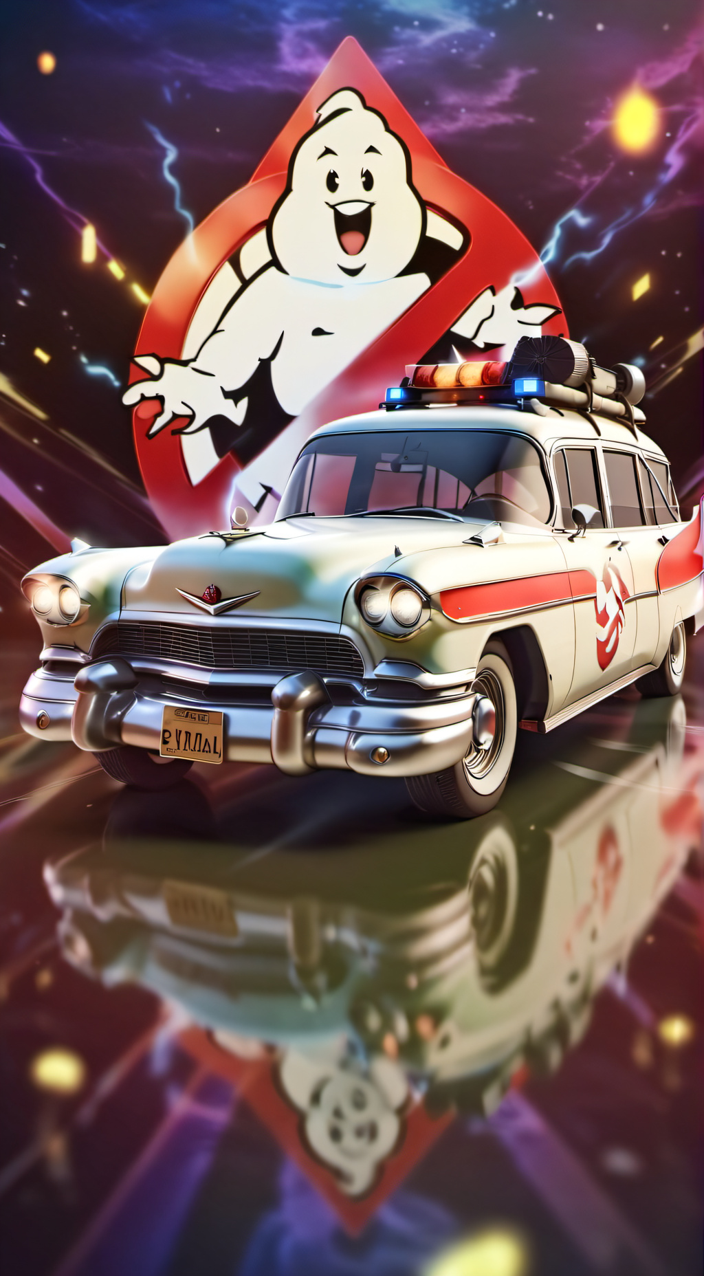 ai character: Ecto-1 background