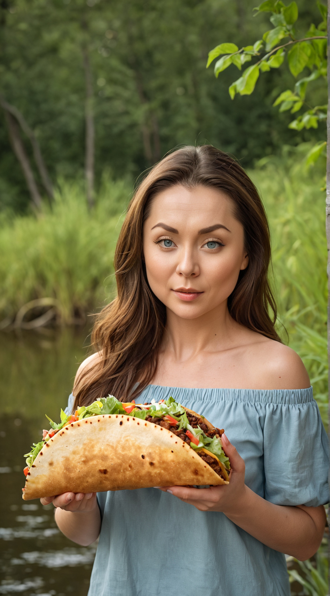 ai character: Angelica and taco background