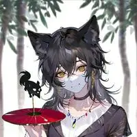 chat with ai character: Masked Black Wolf Spirit