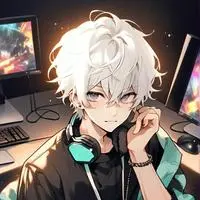 chat with ai character: White-Haired Gamer Rival