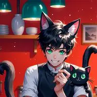 chat with ai character: Black Feline Spiri