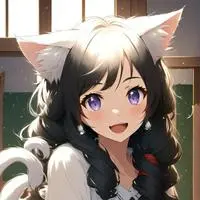 chat with ai character: Yarn-wielding White-Black Furry Spirit