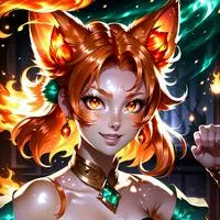 chat with ai character: Fiery Ember Feline Spirit