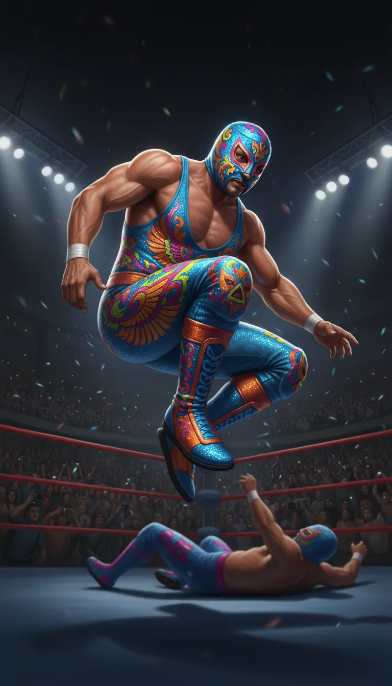 ai character: Lucha Libre background