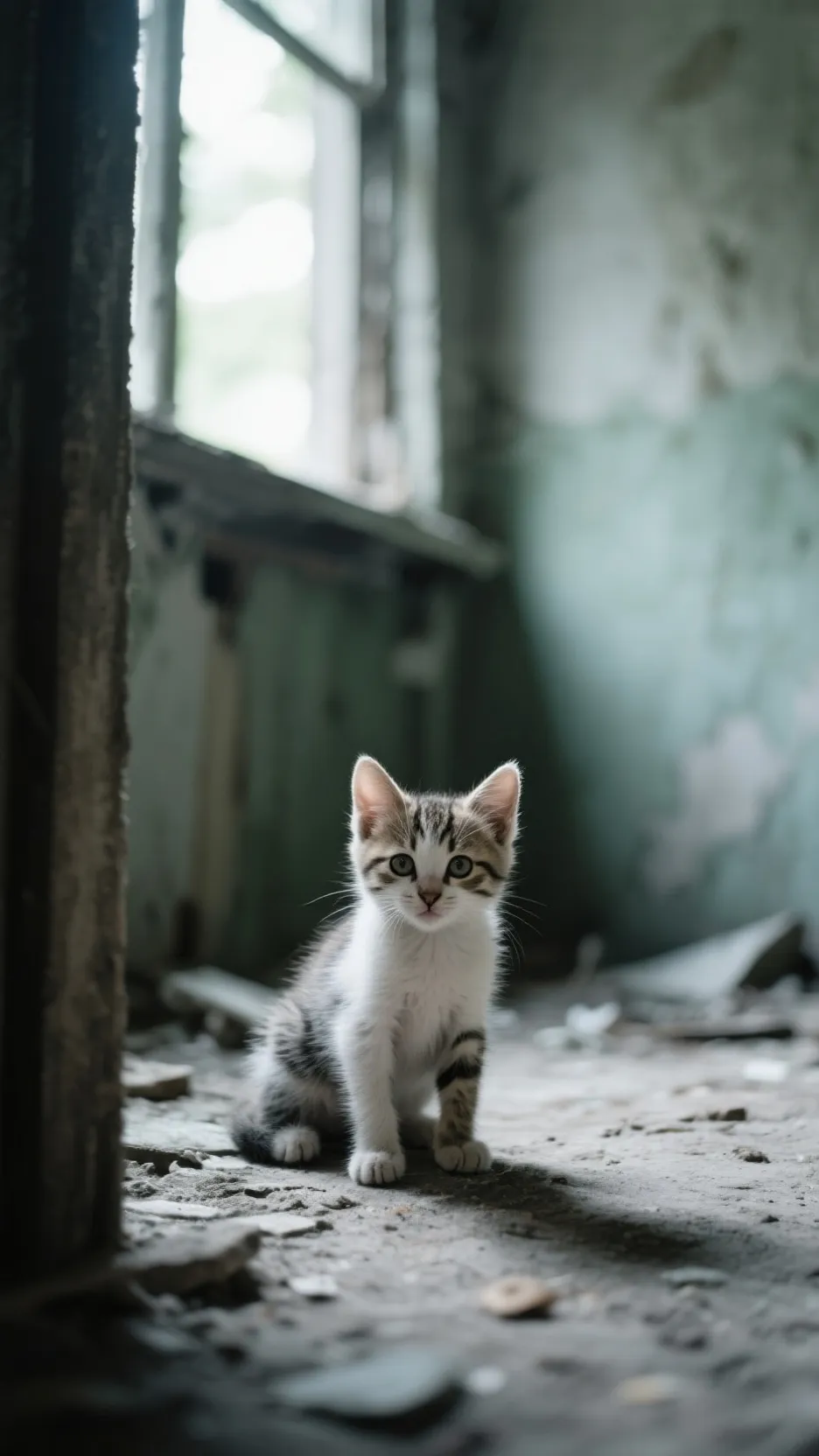 ai character: gatito abandonado  background