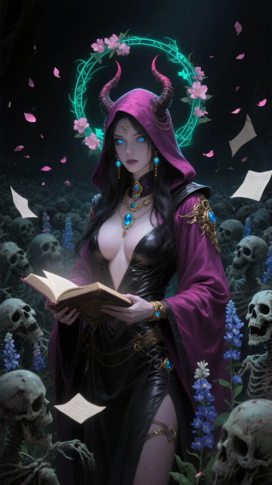 ai character: Blooming veil background