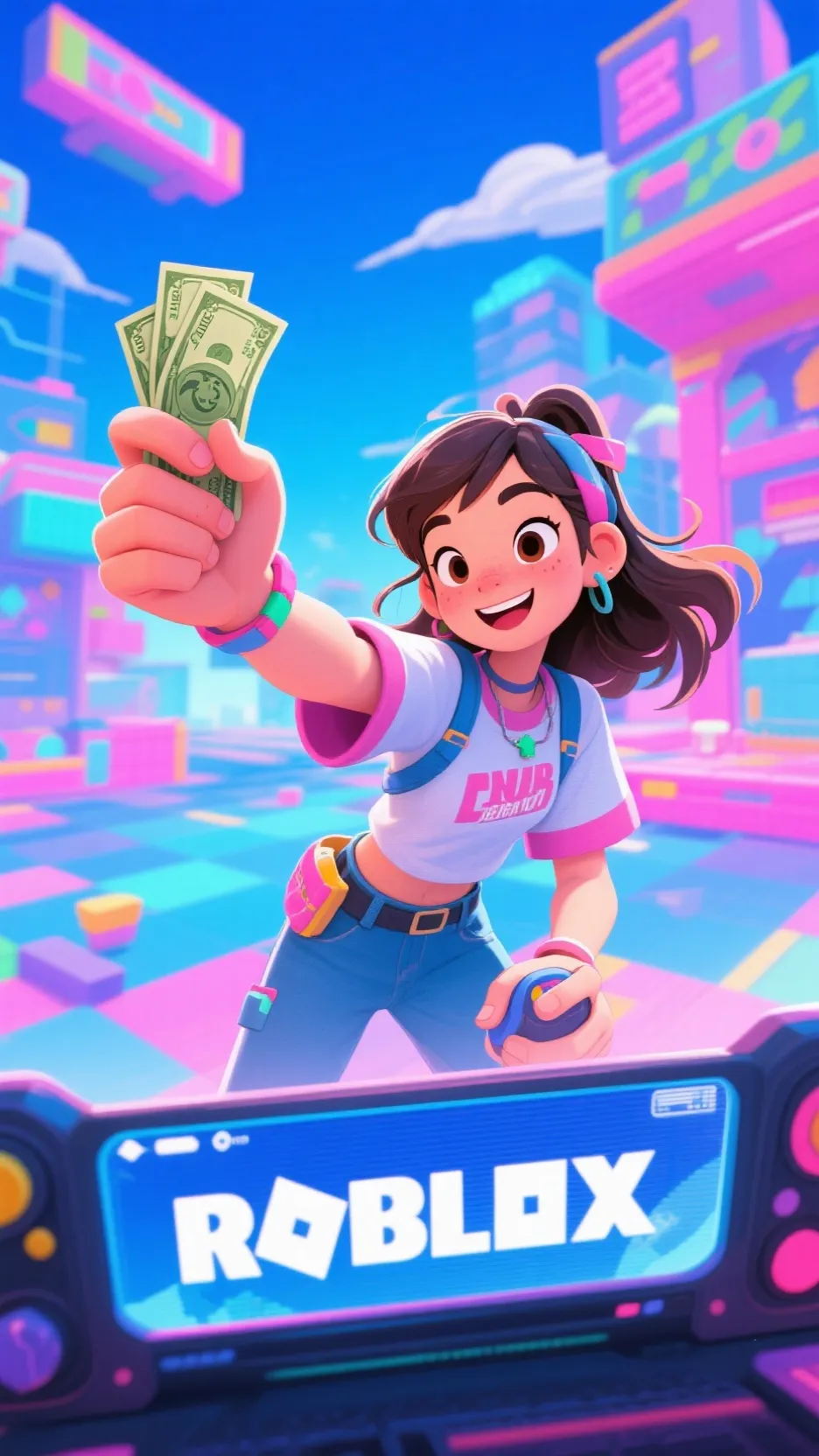 ai character: Robux girl  background