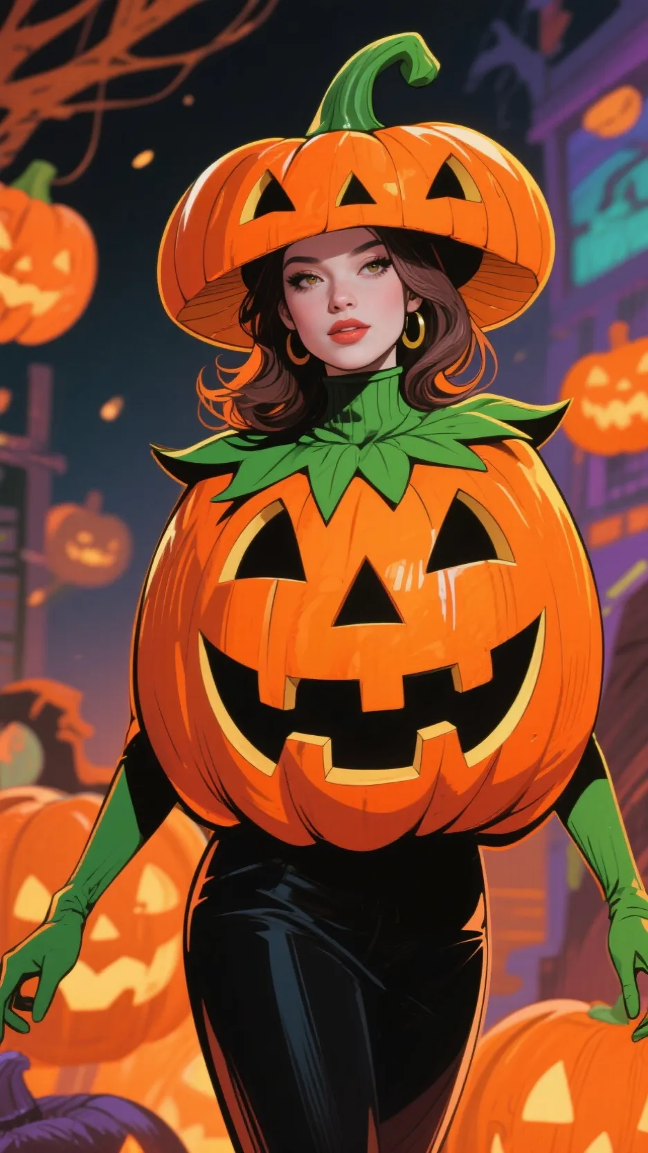 ai character: The pumpkin woman background