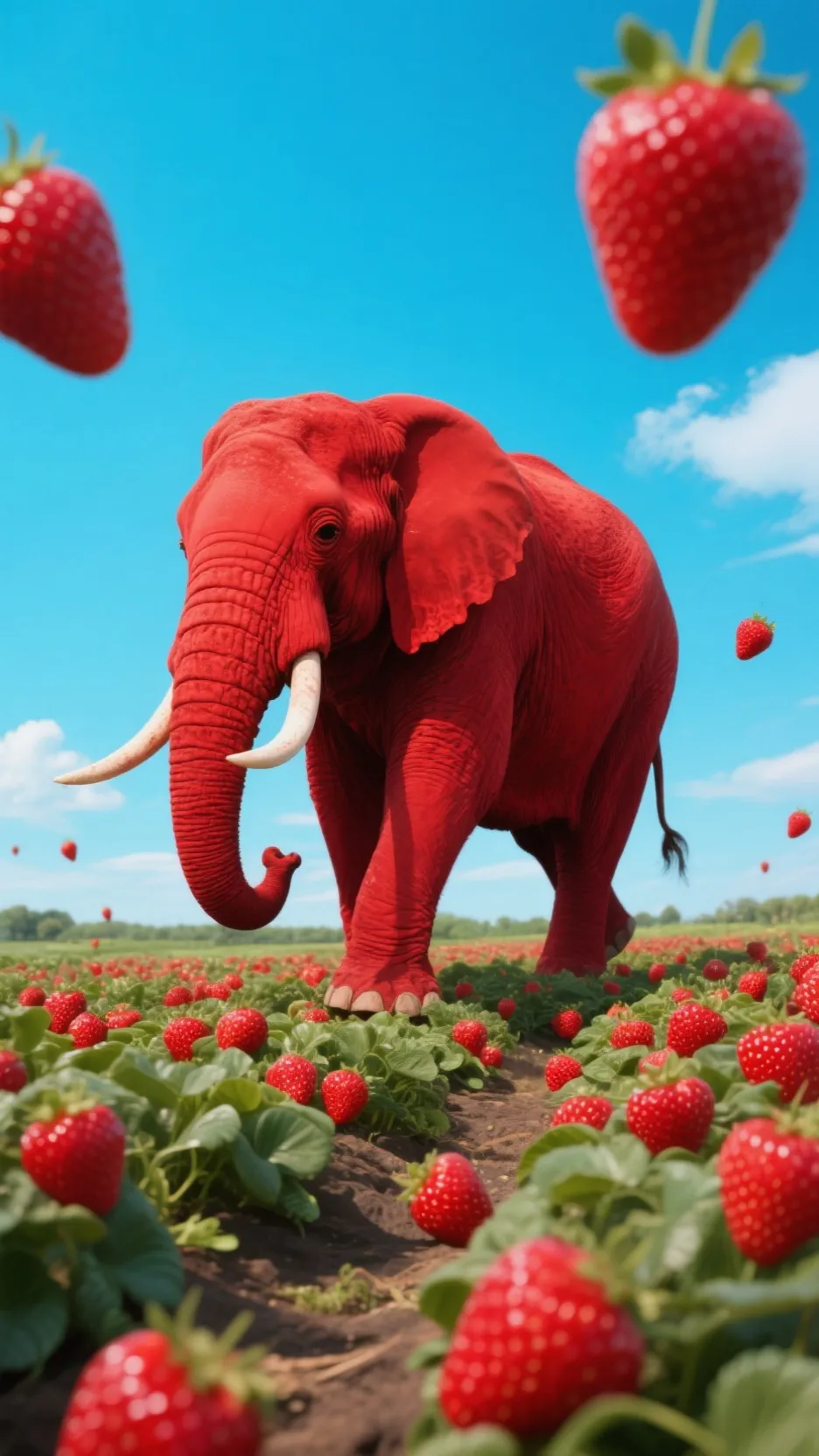 ai character:  🐘🍓 background