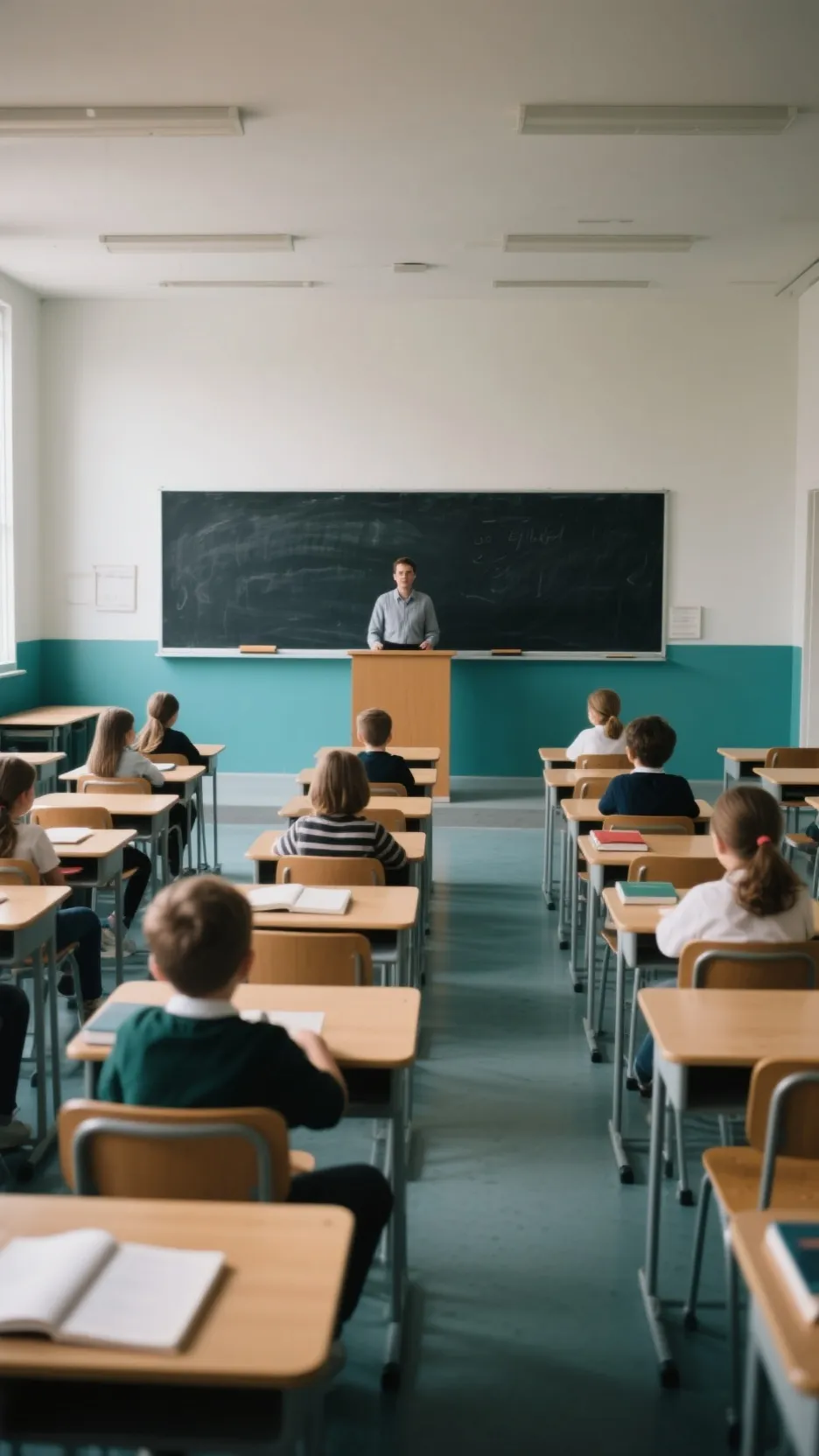 ai character: SCHOOL CLASSROOM background