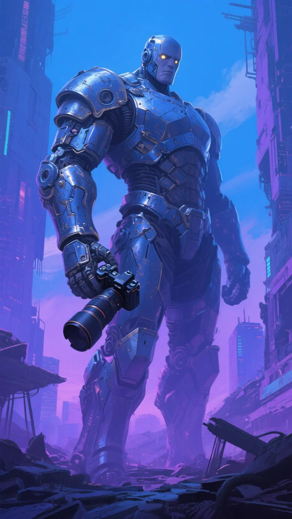 ai character: titan  cameraman background