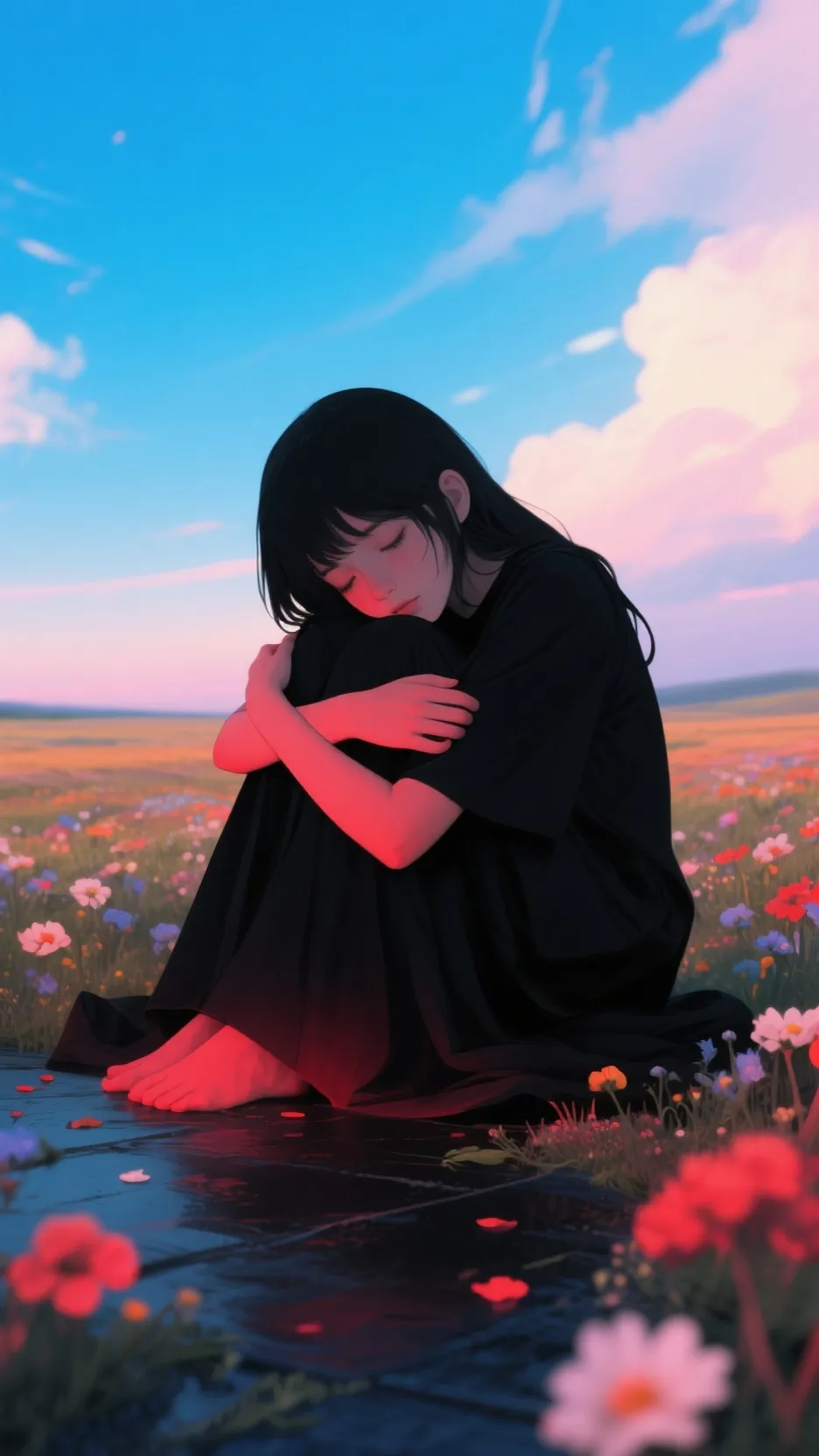 ai character: Lonely Girl...  background