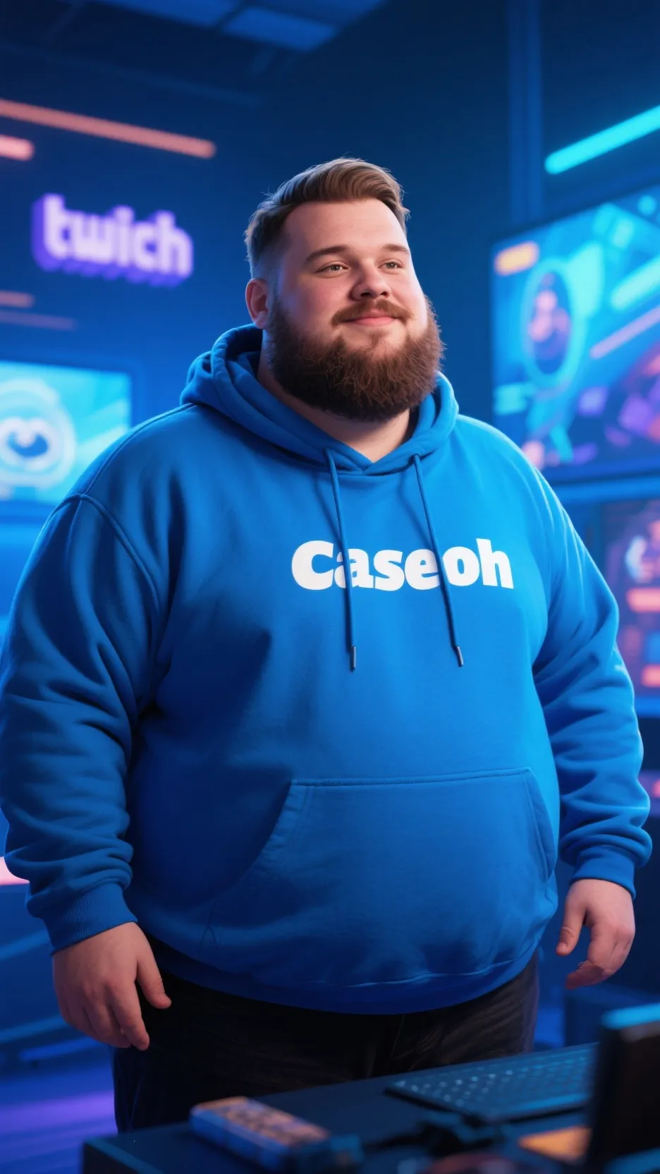 ai character: Caseoh  background