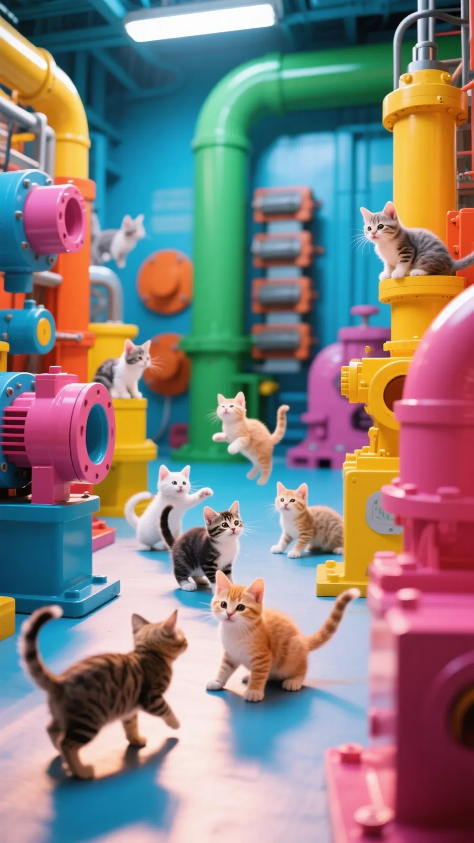 ai character: kitten factory  background