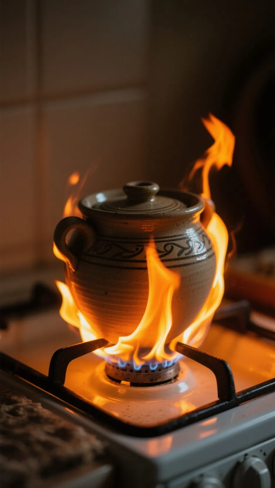 ai character: burn water background