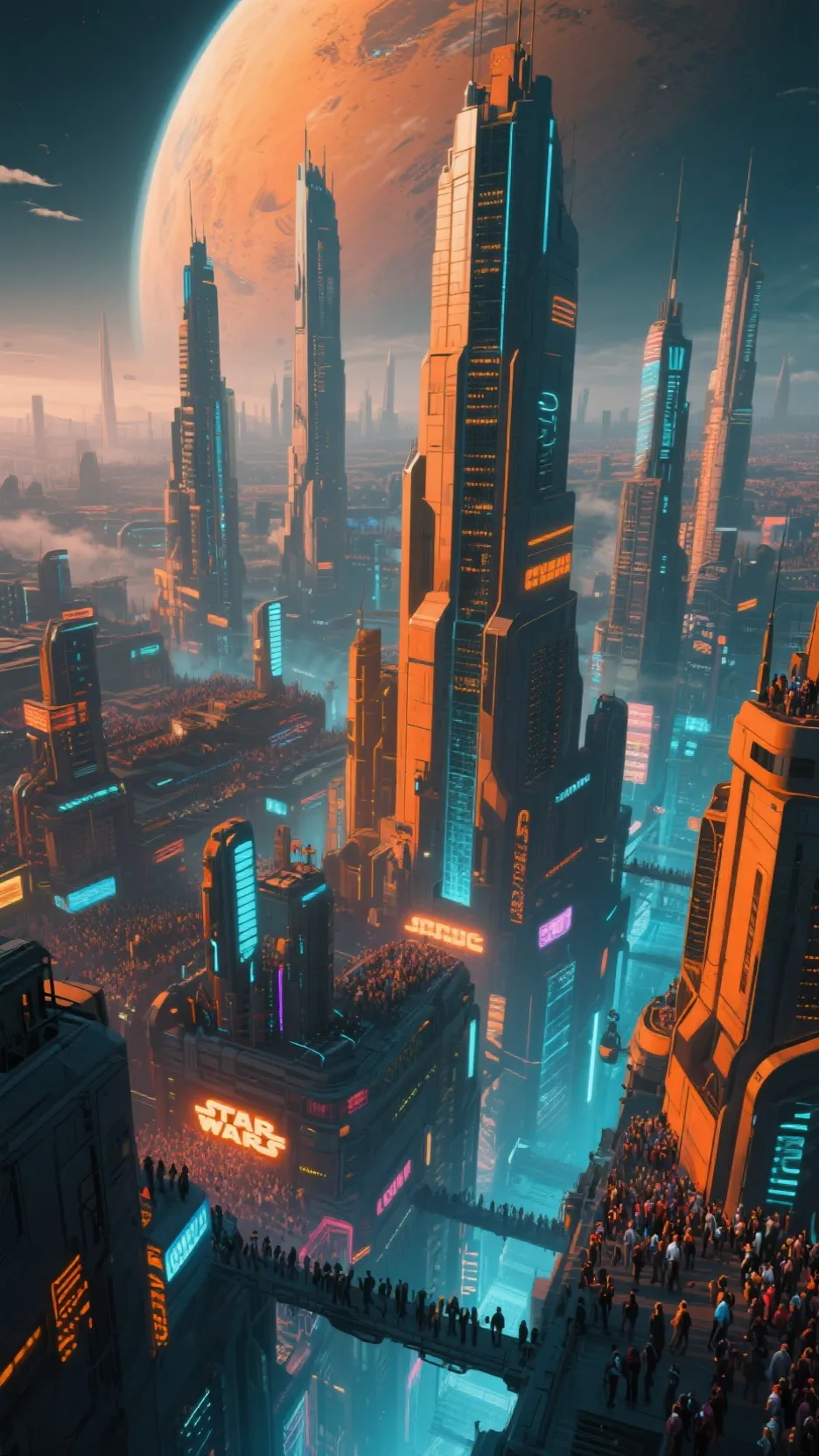 ai character: Coruscant background