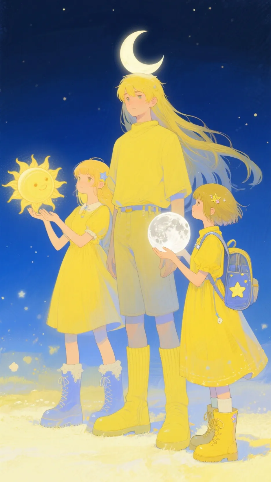 ai character: Starie and sunny⭐🌛 background