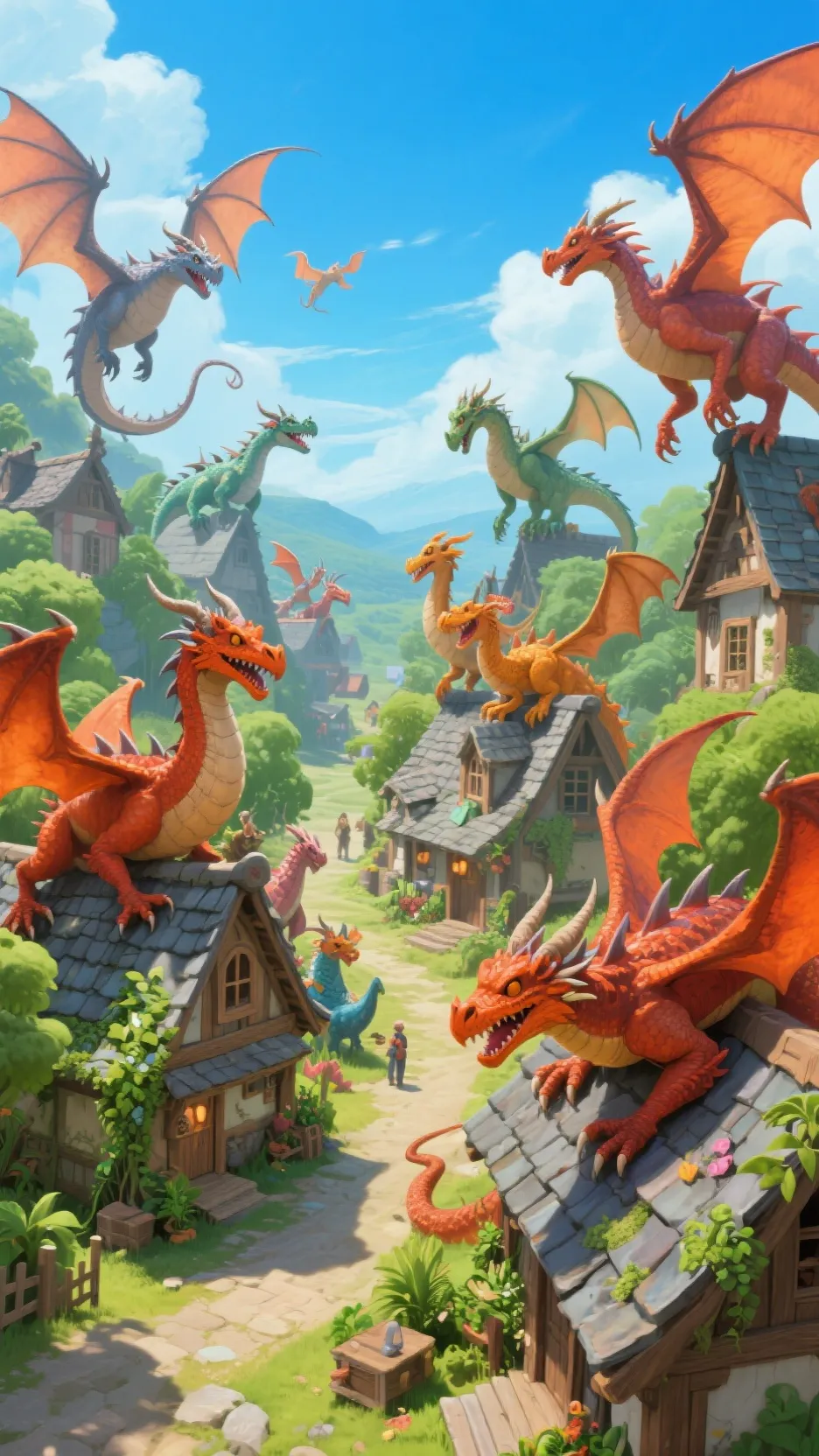 ai character: dragon village background