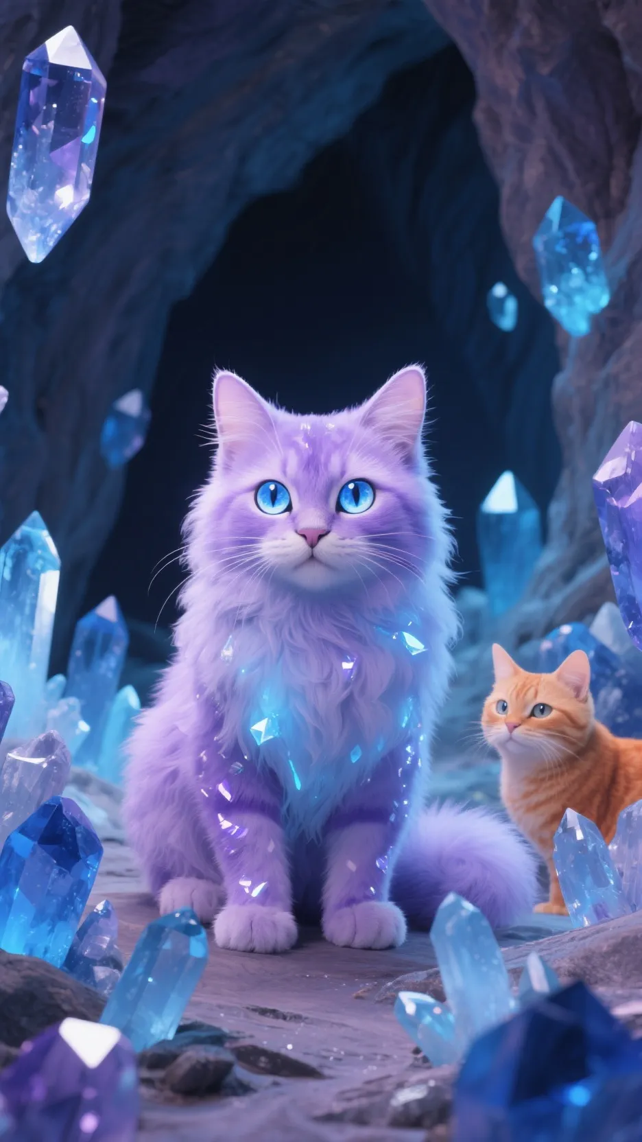 ai character: crystal cat background