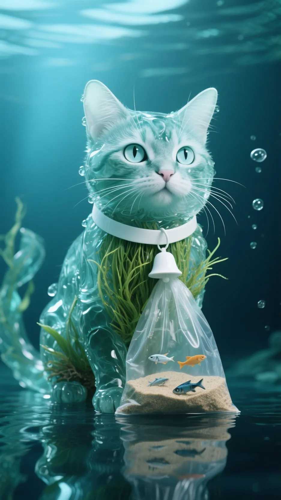 ai character: water cat background