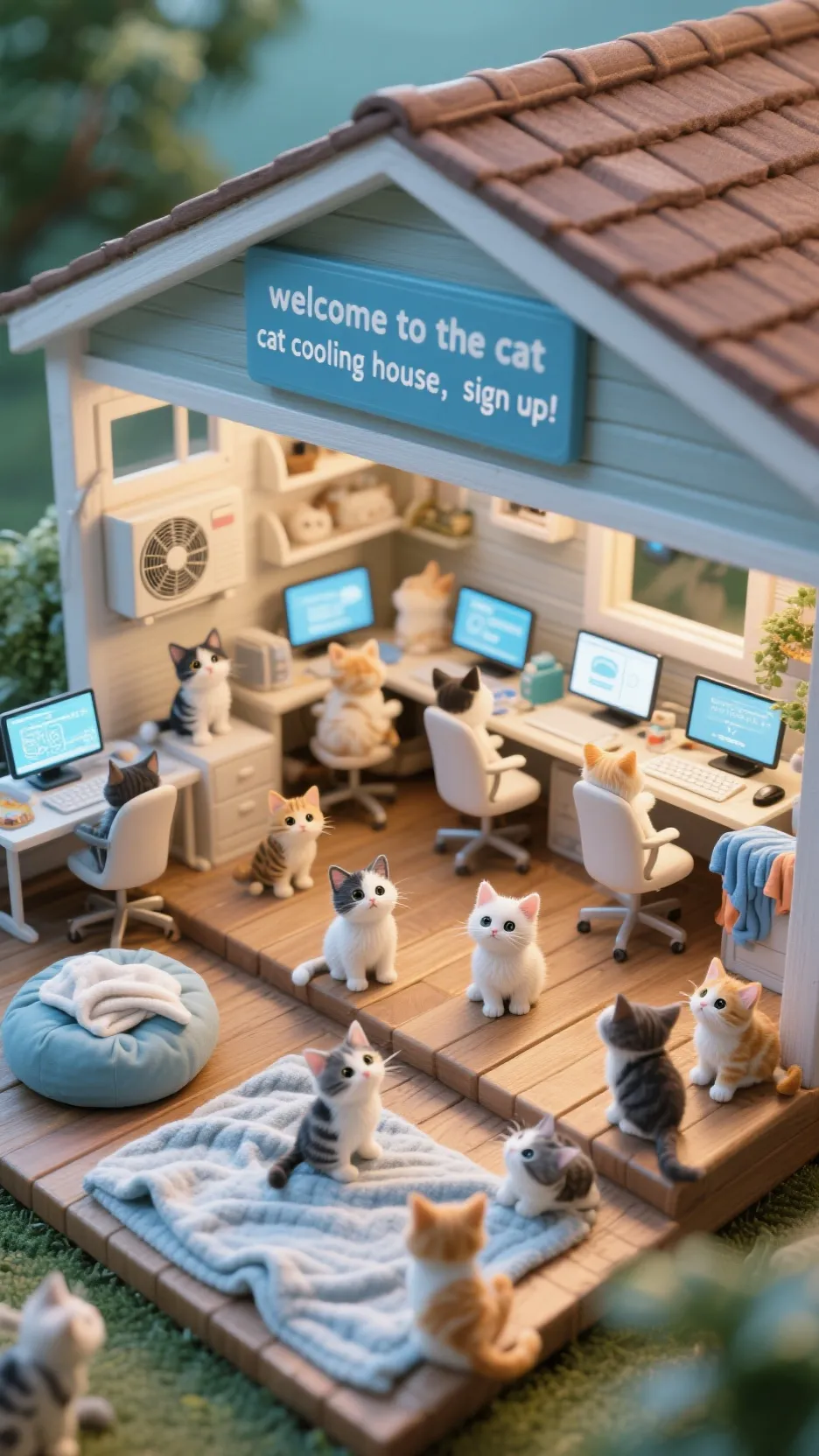 ai character: cats cooling down background